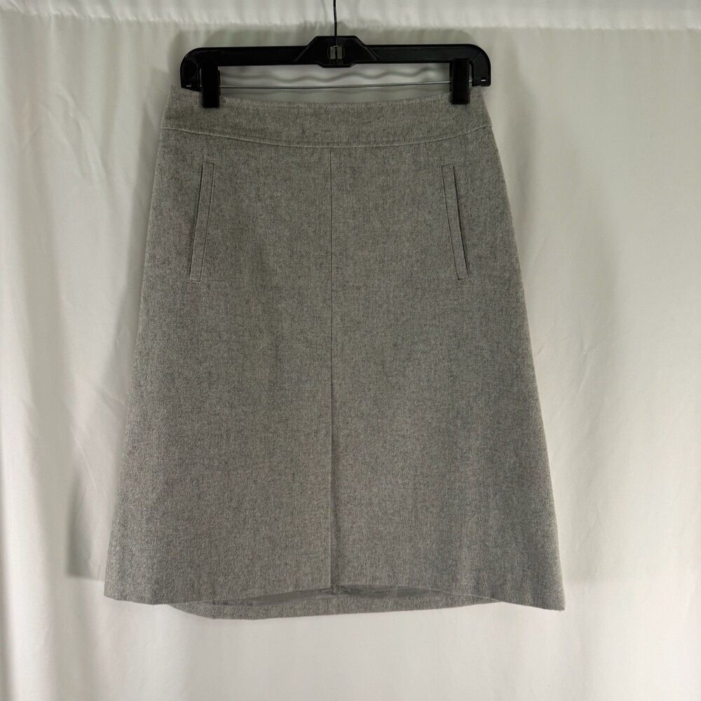 Banana Republic Wool Blend Knee Length Skirt Women's 4 Grey Rear Zip Lined
